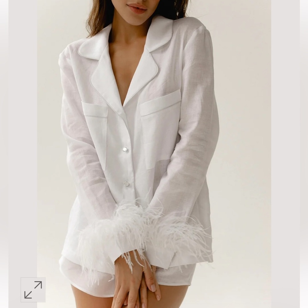 Linen White Feather Pajama Set